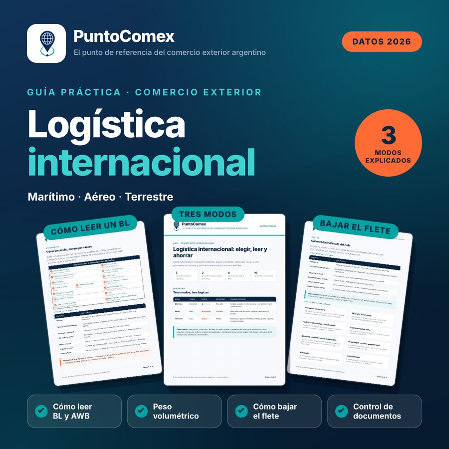 Guía de logística internacional de PuntoComex: transporte marítimo, aéreo y terrestre, cómo leer un BL y cómo bajar el flete