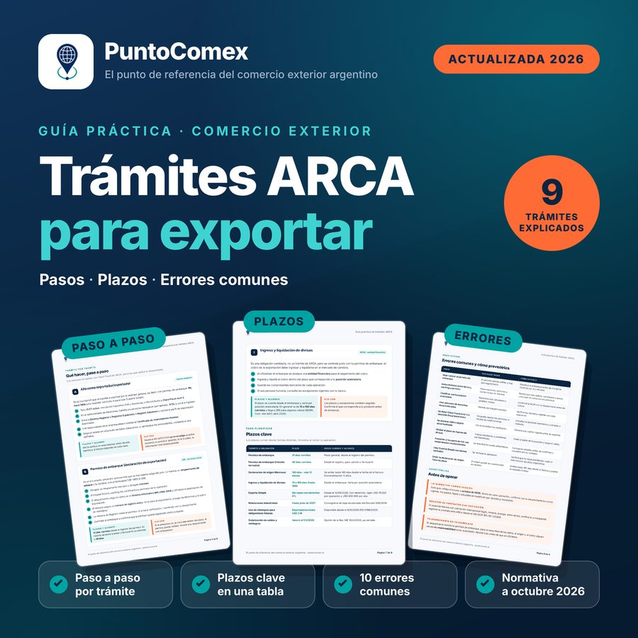 Guía práctica Trámites ARCA para exportar de PuntoComex: 9 trámites paso a paso, plazos clave y errores comunes, actualizada 2026
